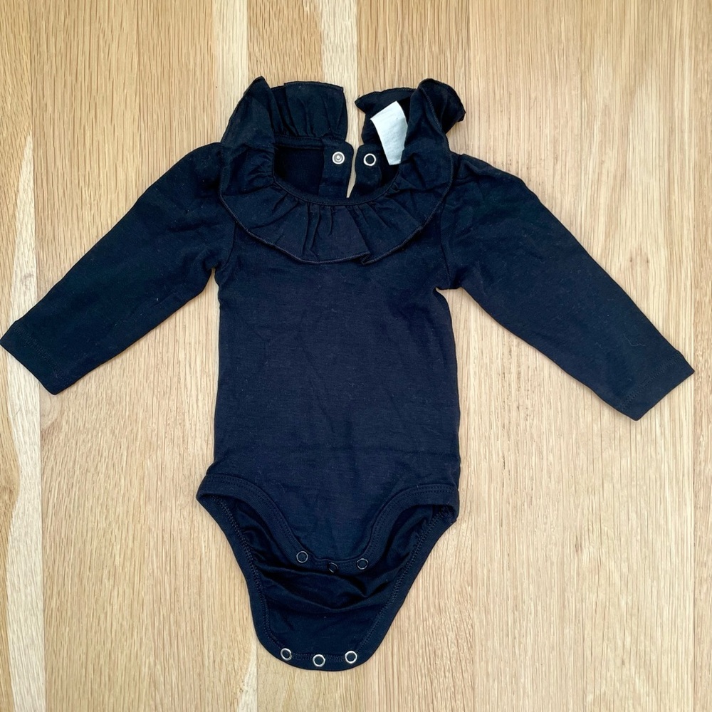 Black Ruffled Baby Bodusuit